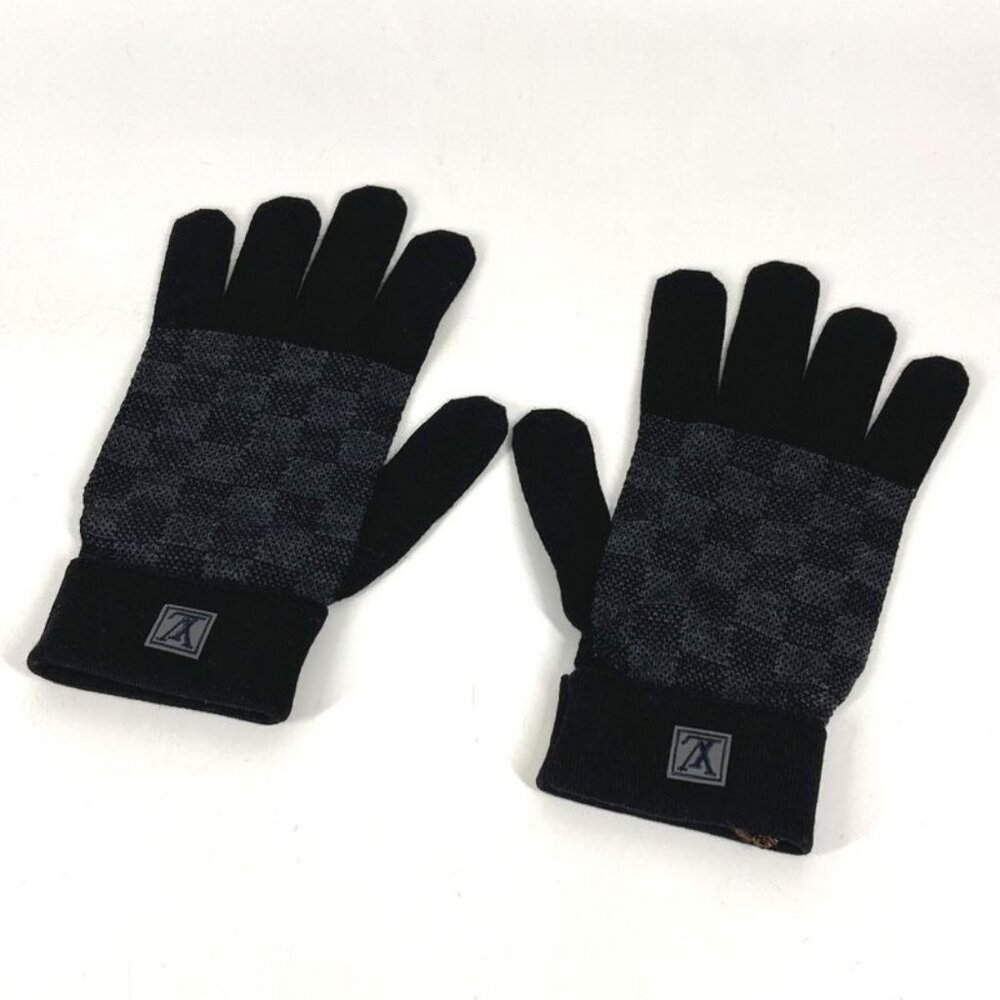 Louis Vuitton Gloves Gon Petit Damier Wool Black